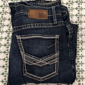 BKE Men's Dark Blue Bootcut Jeans